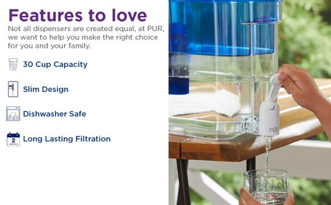 PUR Plus 30-Cup Water Filter Dispenser, Blue, 11.2 x 6 x PUR Plus 30-Cup Water Filter Dispenser, Blue, 11.2 x 6 x