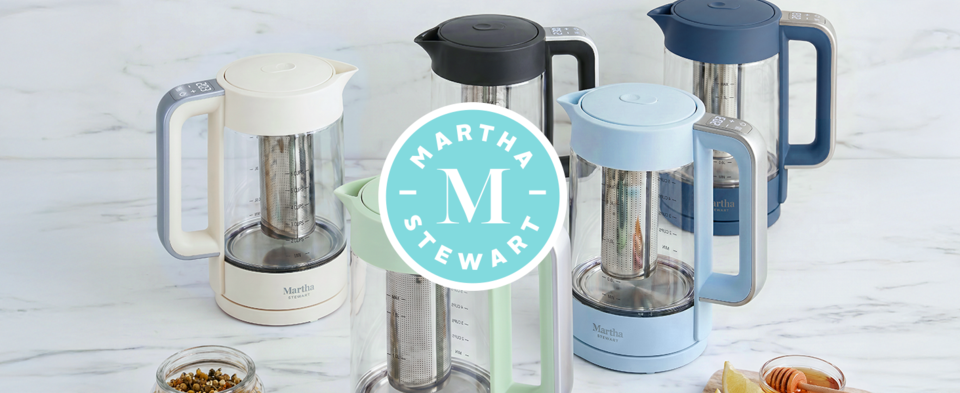 thumbnail video image 2 of Martha Stewart 7 Cup Electric Kettle with Tea Infuser, Linen Cream, 2 of 6