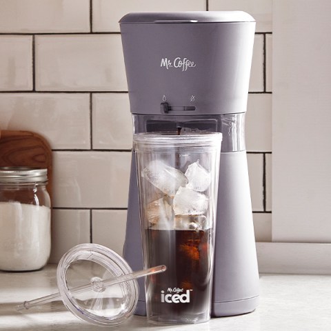 Mr. Coffee® Iced™ Coffee Maker with Reusable Tumbler and Coffee Filter,  Burgundy