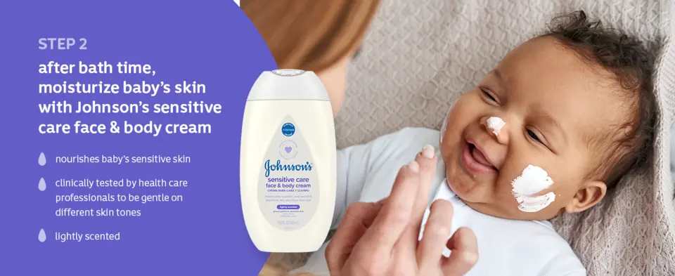 Johnson's Baby Sensitive Care Face And Body Cream, Light Scent