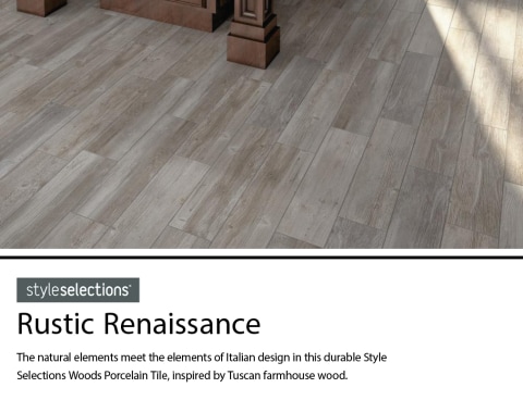 Style Selections Woods Vintage Gray 6-in x 24-in Glazed Porcelain Wood Look Floor Tile in the Tile department at Lowes.com