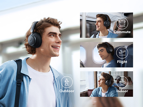 Soundcore by Anker Space Noise Cancelling to 50H by Q45 Noise 98%, Adaptive Up Reduce Headphones, Playtime Active