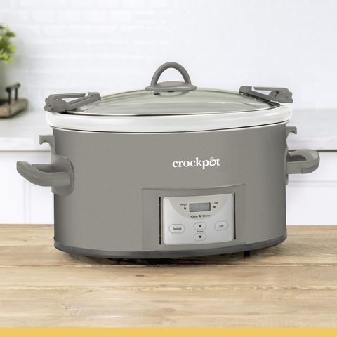 Crockpot Grey 7-Quart Cook and Carry Programmable Slow Cooker