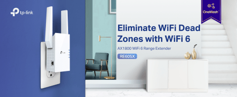 RE605X AX1800 Wi-Fi 6 Range Extender - Eliminate Dead Zones with Wi-Fi 6