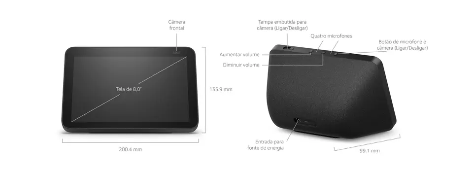 Amazon Echo Show 8 2° geração Alexa Tela HD 8