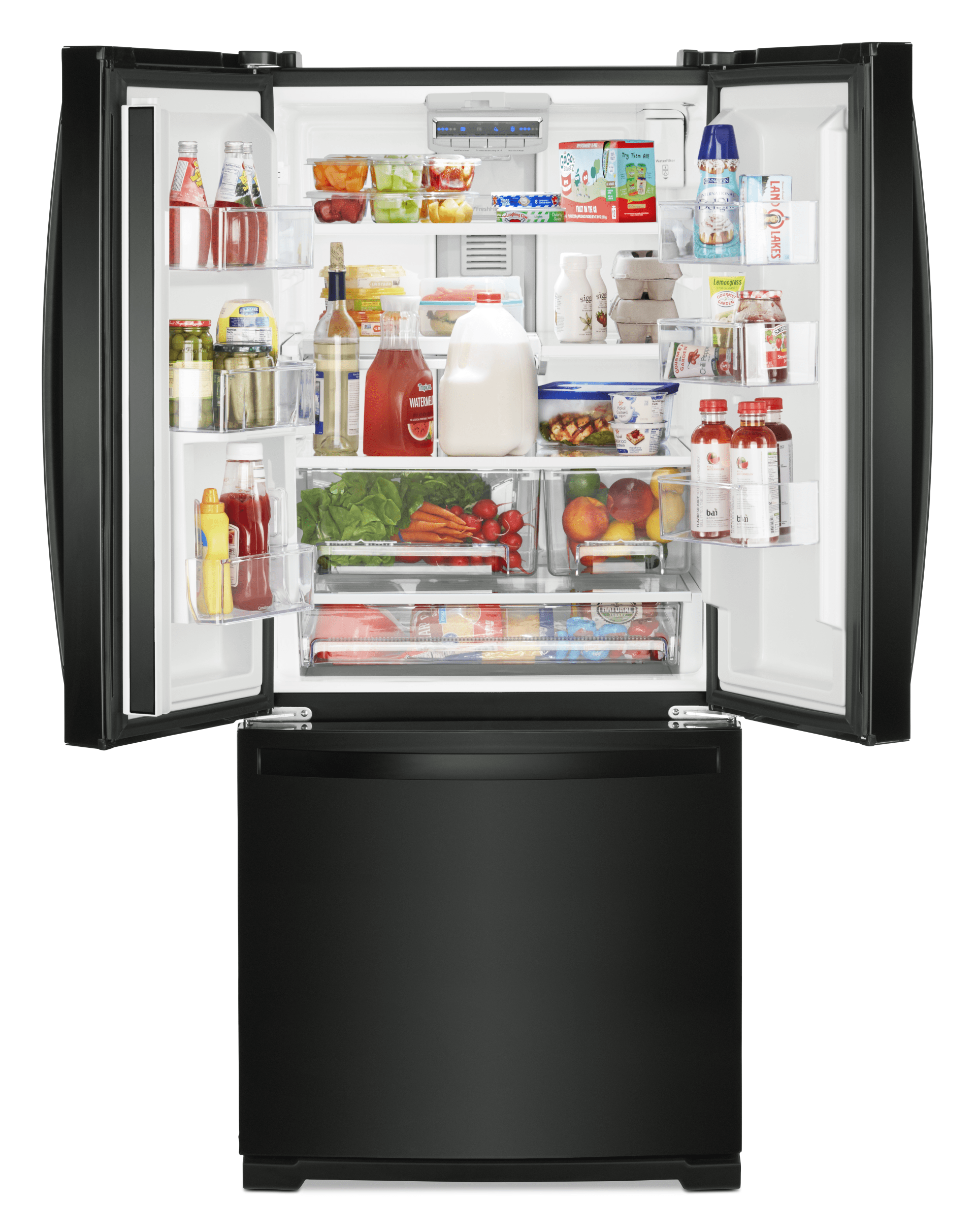 whirlpool 19.7 cu ft french door refrigerator black stainless steel