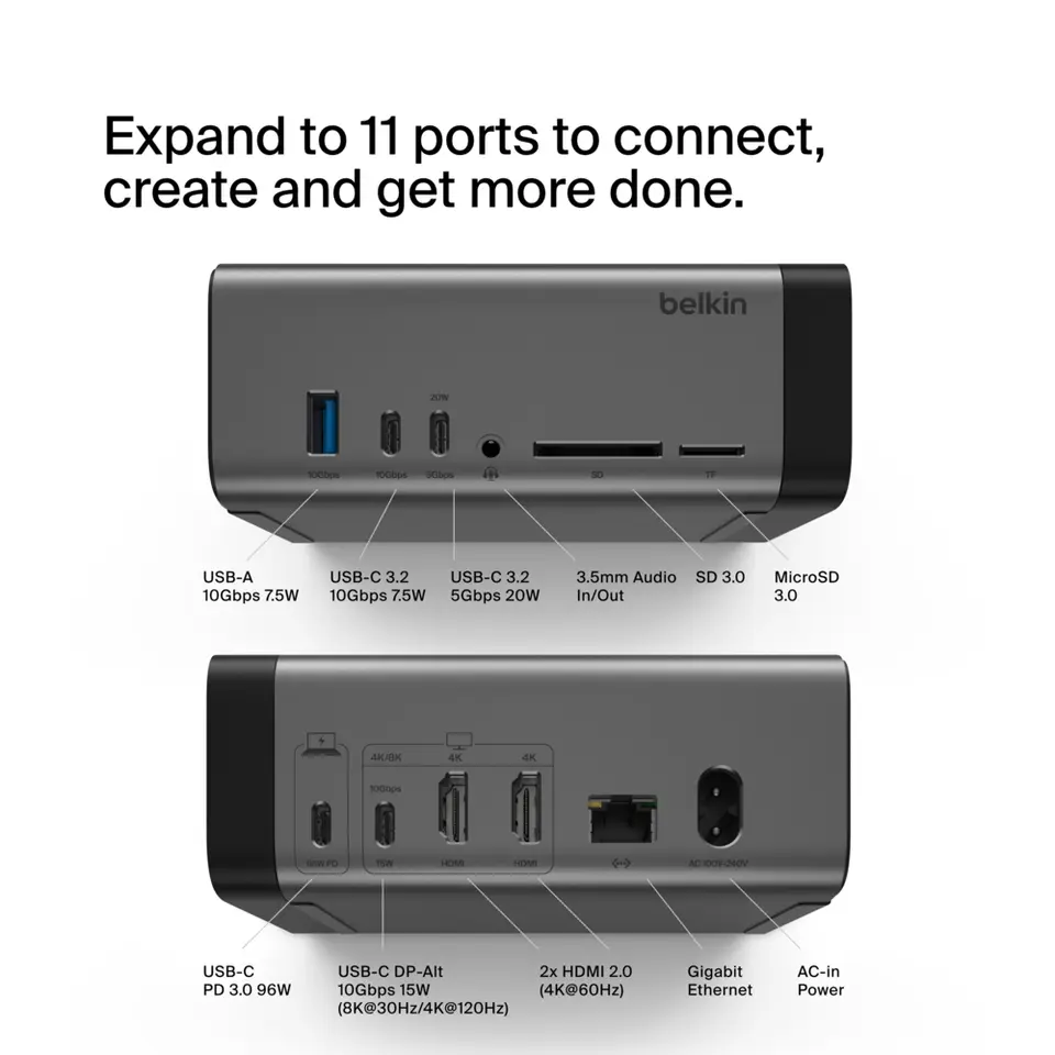Belkin Connect USB-C 11-in-1 Pro GaN Dock 150W - Micro Center