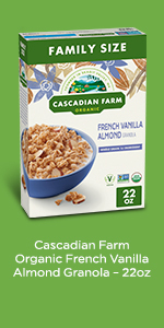 Cascadian Farm Organic Granola, French Vanilla Almond Cereal, 22