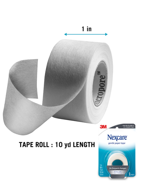 Nexcare Gentle Paper First Aid Tape 781-2PK-IRC, 1 in x 10 yds Carded,2  pack 91386 - Strobels Supply