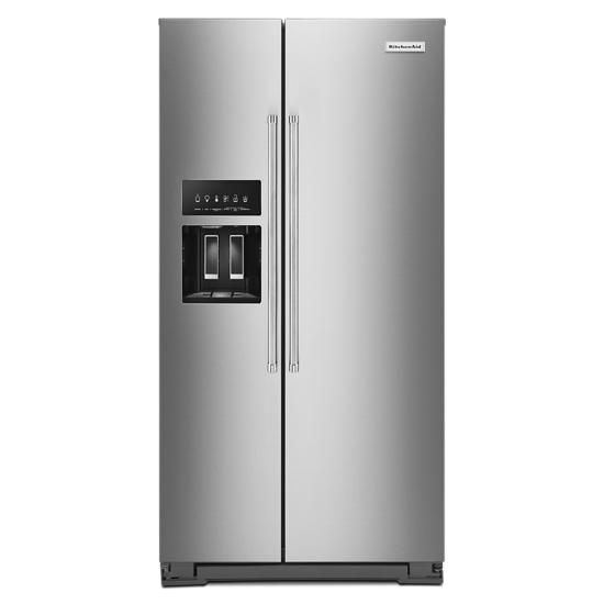 KitchenAid 36 in. 22.6 cu. ft. Counter Depth Side-by-Side Refrigerator With  External Ice & Water Dispenser - Stainless Steel