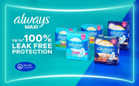 Always Maxi Pads with Wings, Size 5, Extra Heavy Overnight Absorbency, 36 CT  