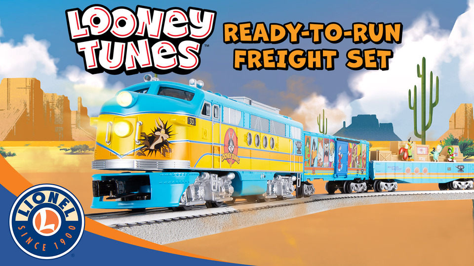 thumbnail video image 2 of Lionel Looney Tunes LionChief Freight Bluetooth 5.0 Train Set for Ages 14+, 2 of 15