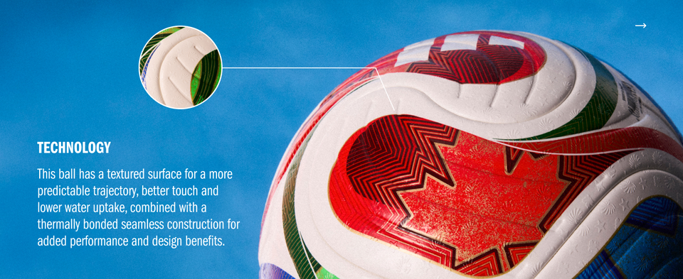 Technology: This ball has a textured surface for a more predictable trajectory, better touch and lower water uptake, combined with a thermally bonded seamless construction for added performance and design benefits.