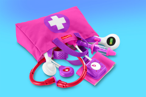 2006 Fisher Price Doctor Bag Nurse Kit Dr. Pink Tote + Accessories 6 PC Lot