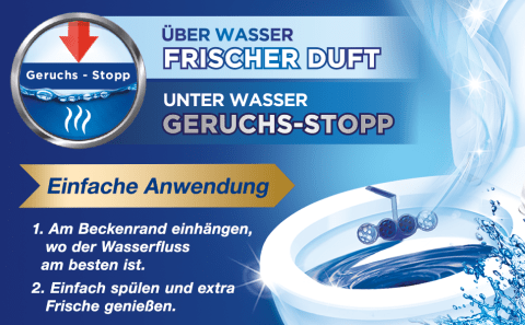 WC Frisch WC-Reiniger Einhänger, Blauspüler Chlor 3 x 50 g