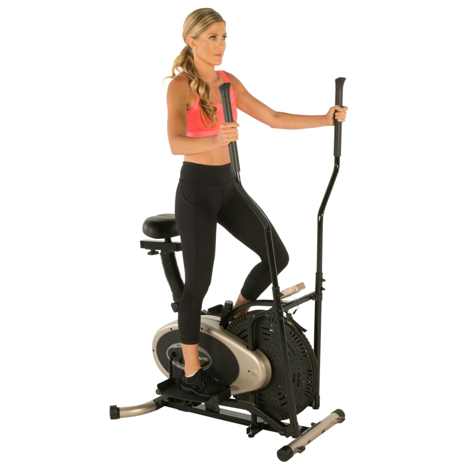 Exerpeutic gold xl9 aero elliptical and exercise bike dual sales trainer