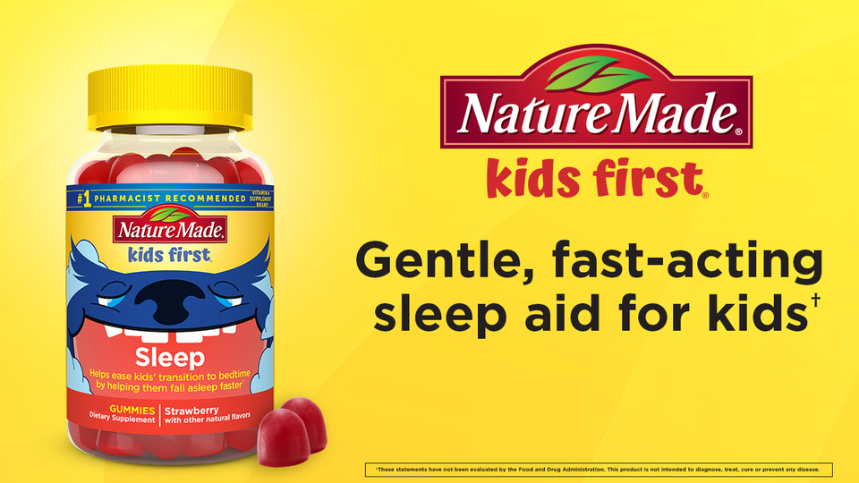 thumbnail video image 2 of Nature Made Kids First Sleep, Kids Melatonin Gummies, 100% Drug Free Sleep Aid, 45 Count, 2 of 10