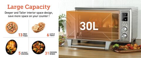 COSORI Smart New Air Fryer Toaster Oven, Large 32-Quart, Stainless Steel,  Walmart Exclusive Bonus, Silver