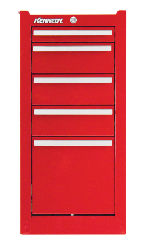 Kennedy - Side Cabinet: 5 Drawer, Red, Steel | MSC Direct