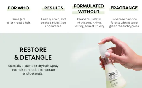 NatureLab. TOKYO Perfect Repair Leave-In Conditioner &amp; Detangler: Heat Protection, Color Safe