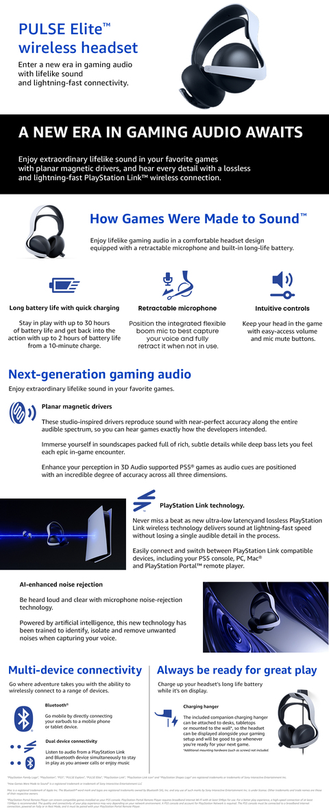 Sony PULSE Elite Wireless Gaming Headset for PlayStation 5 | GameStop