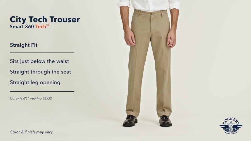 thumbnail video image 2 of Dockers Men's Straight Fit Smart 360 Tech City Tech Trouser Pants, 2 of 7
