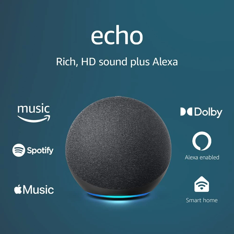 Amazon Echo (4th Gen) With premium sound, smart home hub, and