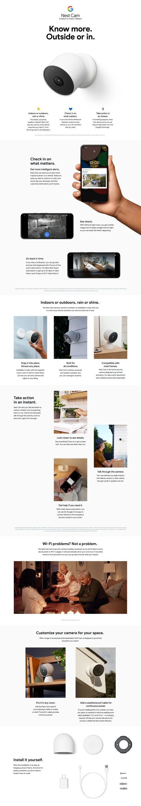 Nest Indoor Outdoor Camera Battery, White 2/Pack (GA01894-US