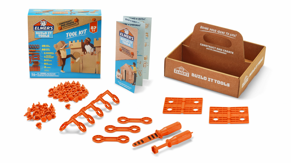 Children's Cardboard Construction Tool Kit, 30 Piece Reusable Tool