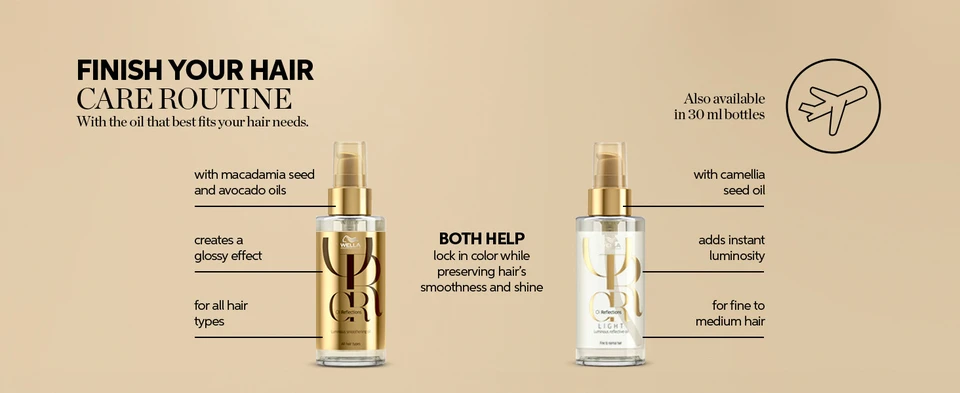 Two types of oil for hair texture from fine to coarse
