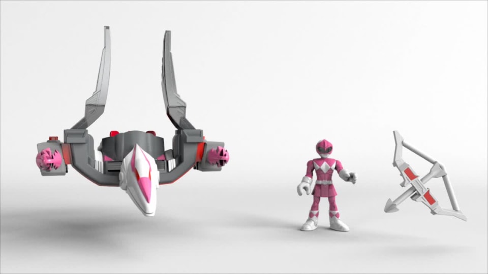 thumbnail video image 2 of Imaginext Power Rangers Pink Ranger & Pterodactyl Zord, 2 of 3