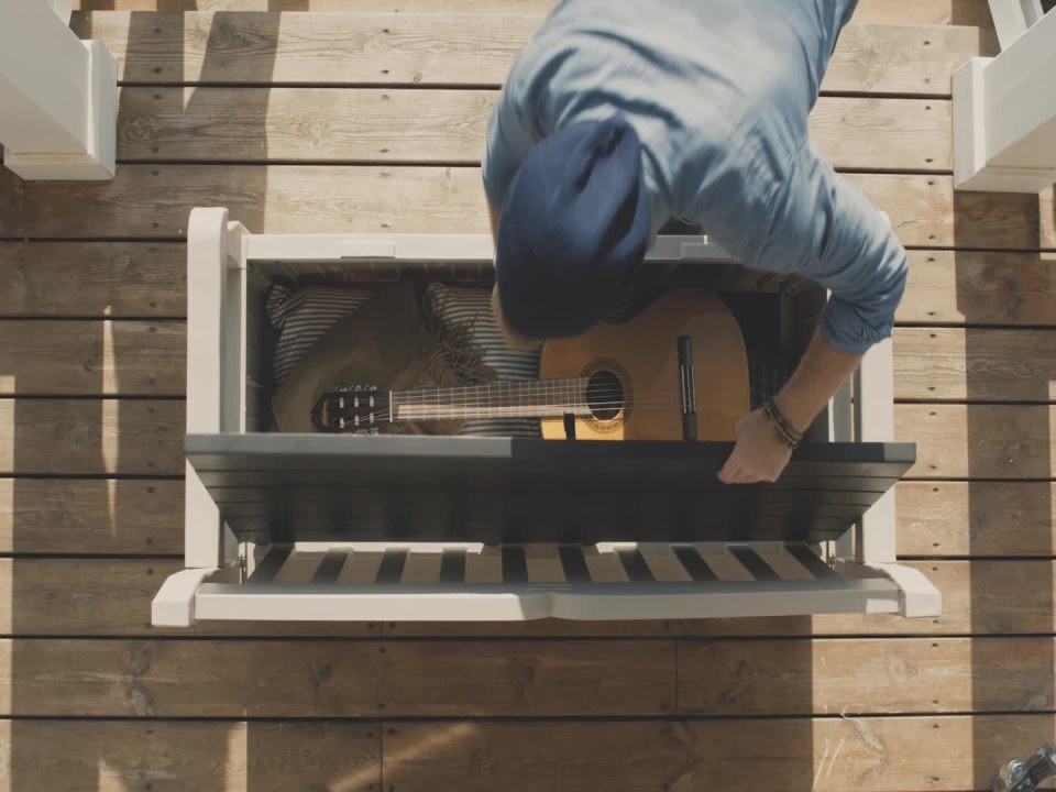 Keter Eden Outdoor Storage Resin Bench Beige and Brown