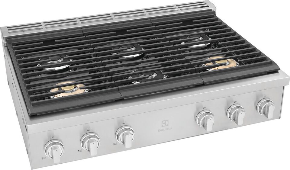 36 Kitchen Aid Stainless Gas Range top, 6 or 4+ griddle, N Gas