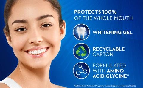 Protects 100% of mouth whitening gel recyclable with amino acid glycine