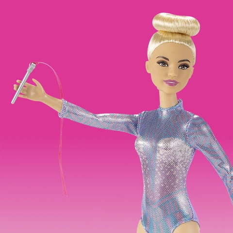 Barbie Rhythmic Gymnast Doll with Accessories Blonde Hair Brown Eyes Shimmery Leotard Walmart