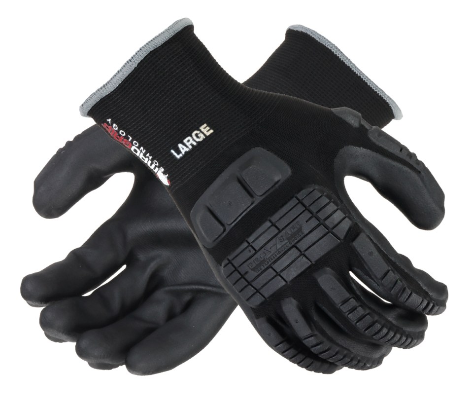 PRO-SAFE Size Large (9) Nitrile Coated Nylon/Nitrile Work Gloves Palm & Fingers Coated, Slip-On Cuff, Black, Paired MSCEIFNL - 50585728