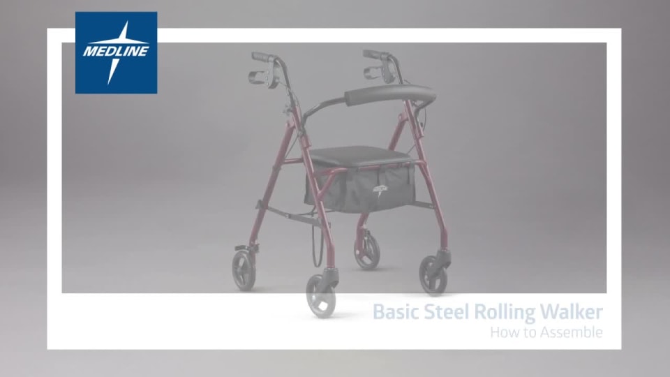 Medline Steel Rollator Walker, Folding Rolling Walker, 6" Wheels, 350lb Weight Capacity