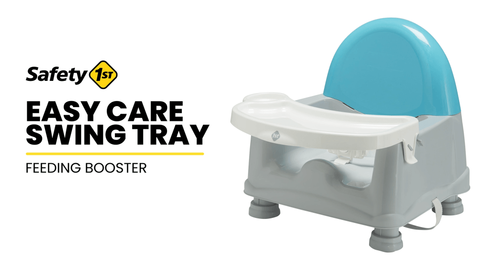 thumbnail video image 3 of Safety 1st Easy Care Swing Tray Toddler Feeding Booster, Atlantis, 3 of 10