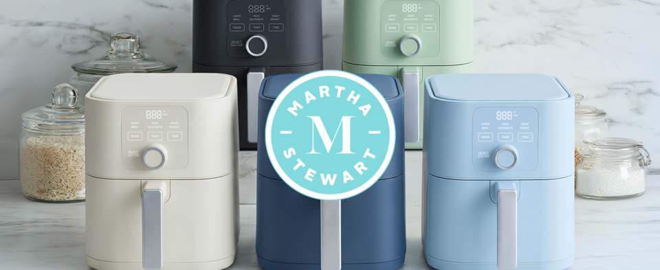 thumbnail video image 2 of Martha Stewart 6QT Slim Air Fryer, 6-in-1, Ceramic Non-Stick, Linen Cream, 2 of 7