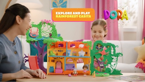 thumbnail video image 2 of Dora the Explorer, Explore & Play Rainforest Casita Playset, Dora & Boots Collectible Figures, Furniture, Sound Fx, for Kids 3 and up, 2 of 13