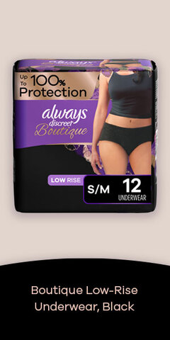 Always Discreet Boutique Incontinence Underwear, Maximum Protection, S/m,  Black, 12 Ct 