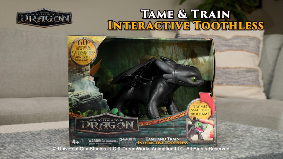 thumbnail video image 2 of Open Box Dreamworks Dragons How to Train Your Dragon, Tame & Train Interactive Toothless, 2 of 9