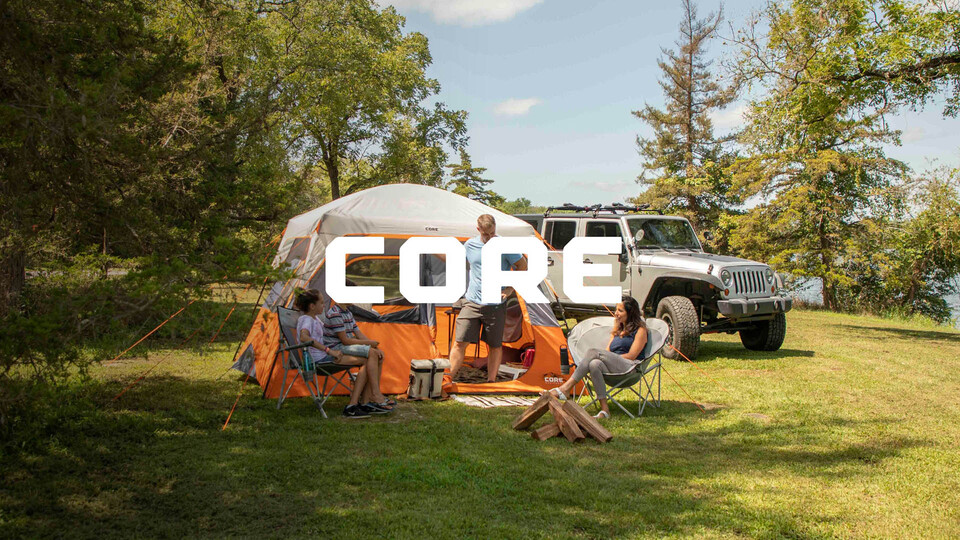 thumbnail video image 2 of CORE 10' x 9' 6 Person Straight Wall Cabin Camping Tent, 19lbs, 2 of 9