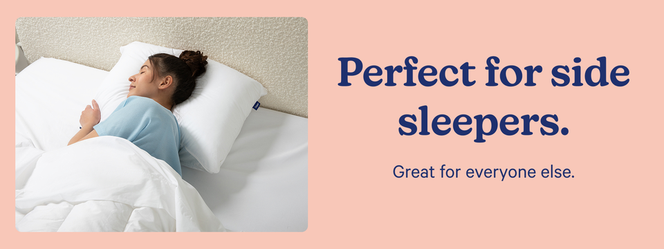 Perfect for side sleepers, image showing side sleeper with head on pillow