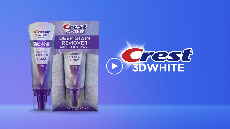 thumbnail video image 2 of Crest 3D White Brilliance Deep Stain Remover Whitening Toothpaste, Mint, 3.1 oz, 2 of 16