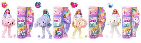 Barbie Cutie Reveal Doll & Accessories, Cozy Cute Tees Lion, “Hope” Tee,  Purple-Streaked Blonde Hair, Brown Eyes 