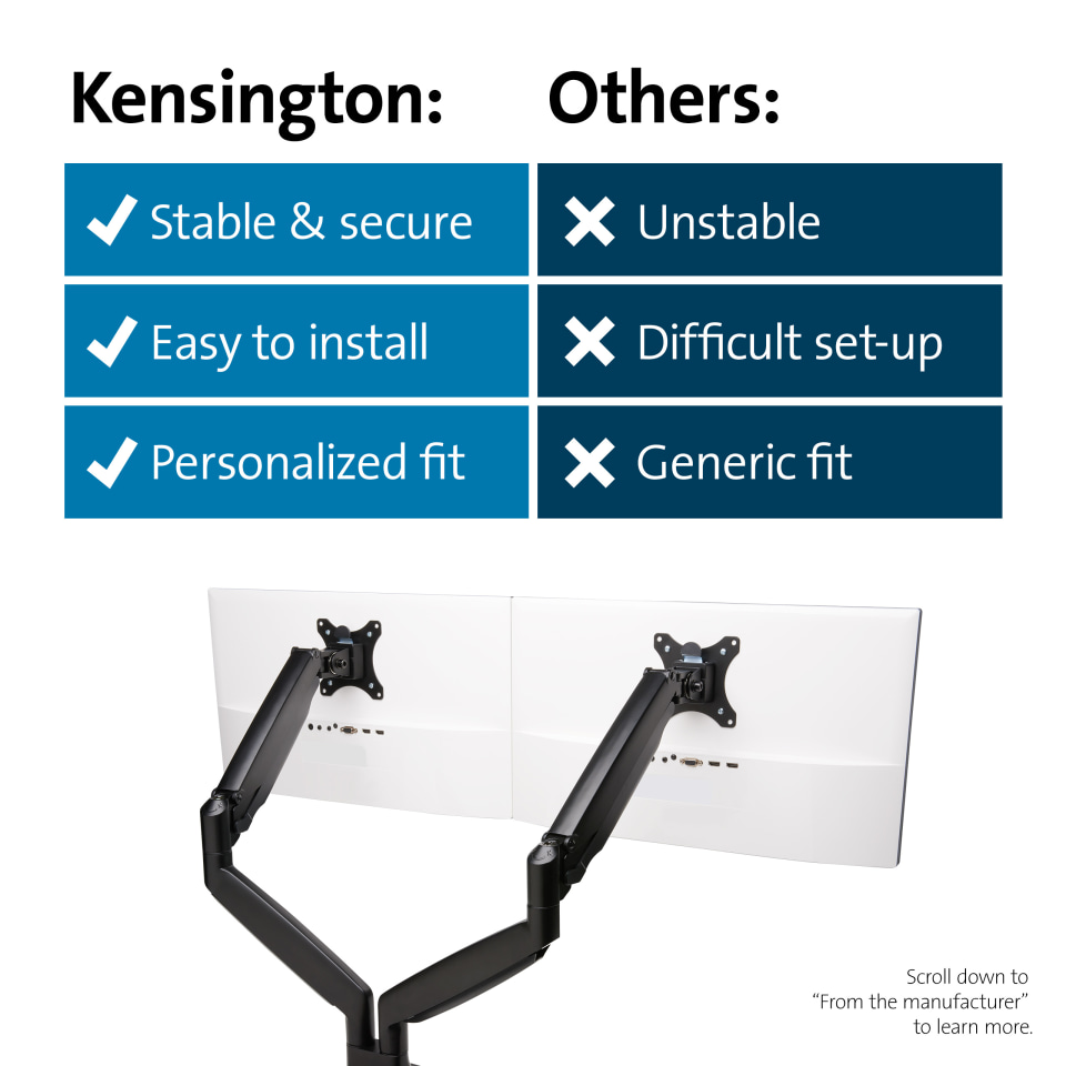 Kensington SmartFit One-Touch Height Adjustable Dual Monitor Arm