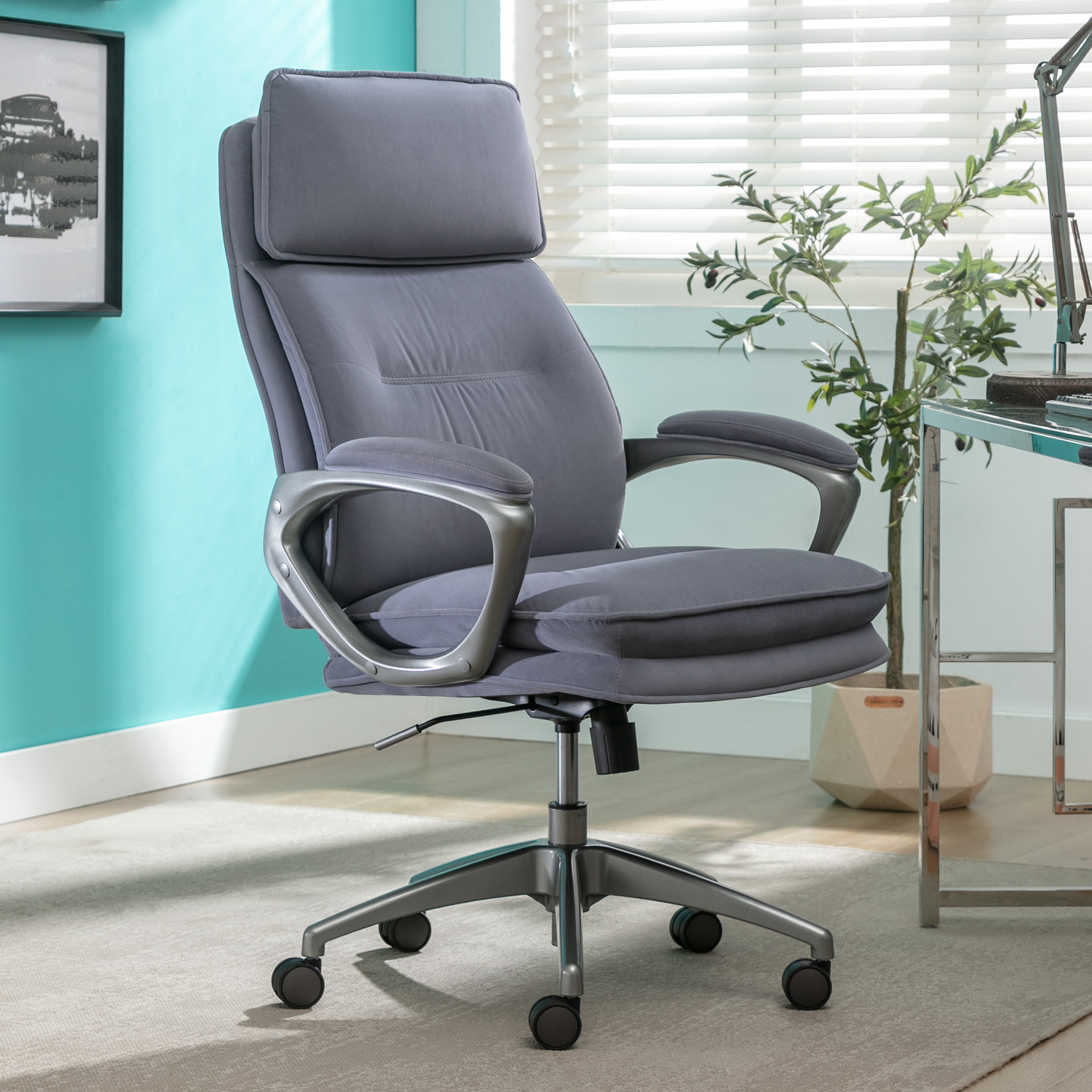 Lillian August Elyse Plush Velvet Home Office Chair