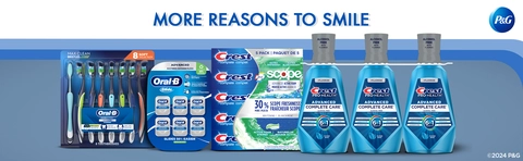 Try out the Crest and Oral-B products with Oral-B toothbrushes, Glide, Crest Scope Active Foam and Complete Care Rinse for more reason to smile.