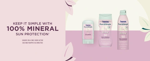 KEEP IT SIMPLE WITH 100% MINERAL SUN PROTECTION† †BASED ON A ZINC OXIDE ACTIVE USE AND REAPPLY AS DIRECTED